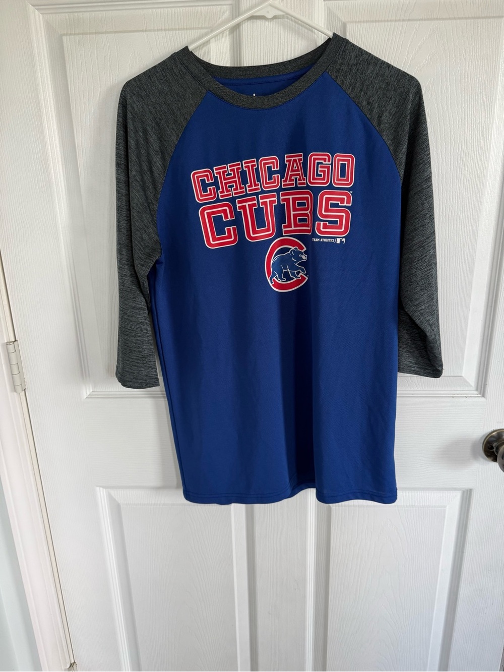Chicago Cubs Women’s XL 18/20 Blue Gray 3/4 Sleeve Raglan Baseball Shirt MLB